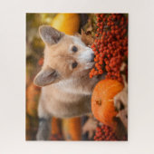 最も可愛い赤ん坊の動物 秋のコギの子犬 ジグソーパズル (縦)