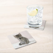 最も可愛い赤ん坊の動物 |舐める虎猫子猫 スクエアペーパーコースター (インサイチュ)