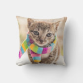 最も可愛い赤ん坊の動物 |虎猫キッテンレインボスカーフ クッション (正面)
