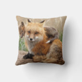 最も可愛い赤ん坊の動物 |赤いキツネとベビー クッション (裏面)