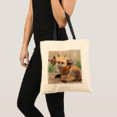 最も可愛い赤ん坊の動物 |赤いキツネとベビー トートバッグ (正面(商品))
