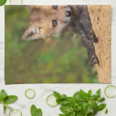 最も可愛い赤ん坊の動物 |赤いキツネカップ キッチンタオル (折り畳み)