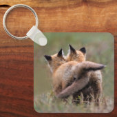 最も可愛い赤ん坊の動物 |赤いキツネキットの尾をロック キーホルダー (正面)
