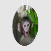 最も可愛い赤ん坊の動物 |驚いた雪猿 オーナメント (正面)