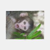 最も可愛い赤ん坊の動物 |驚いた雪猿 フリースブランケット (正面(横))