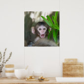 最も可愛い赤ん坊の動物 |驚いた雪猿 ポスター (キッチン)