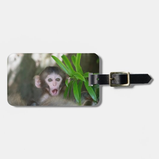 最も可愛い赤ん坊の動物 |驚いた雪猿 ラゲッジタグ (正面横)