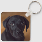 最も可愛い赤ん坊の動物 |黒いラブラドール子犬 キーホルダー (裏面)