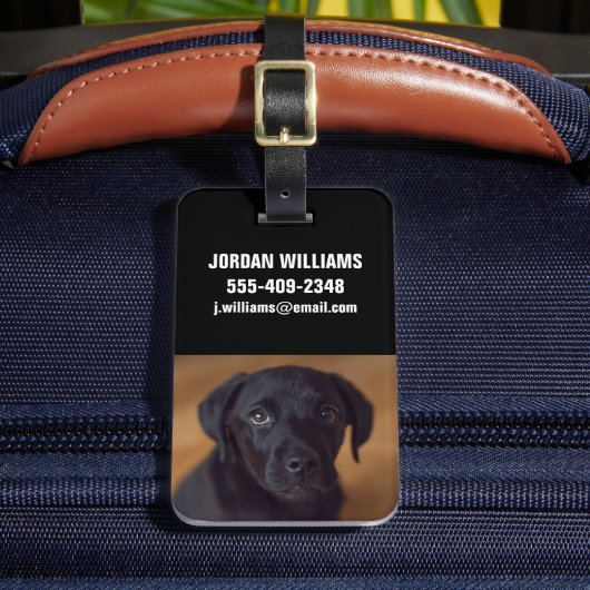 最も可愛い赤ん坊の動物 |黒いラブラドール子犬 ラゲッジタグ (正面インサイチュ2)