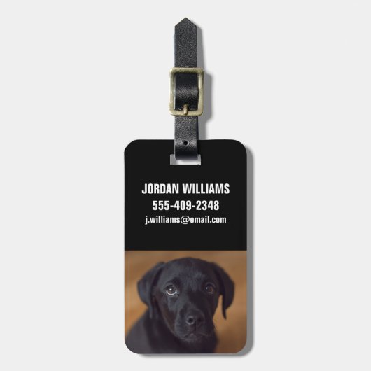最も可愛い赤ん坊の動物 |黒いラブラドール子犬 ラゲッジタグ (正面縦)