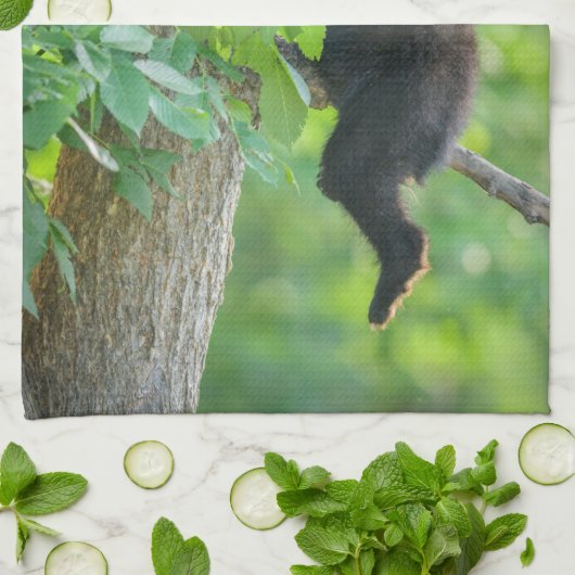 最も可愛い赤ん坊の動物 |黒クマの子 キッチンタオル (折り畳み)