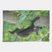 最も可愛い赤ん坊の動物 |黒クマの子 キッチンタオル (横)