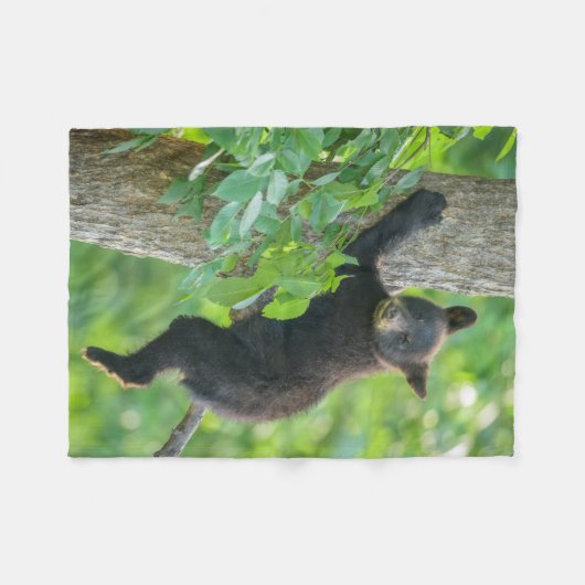 最も可愛い赤ん坊の動物 |黒クマの子 フリースブランケット (正面(横))