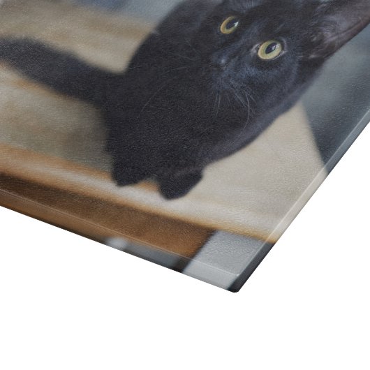 最も可愛い赤ん坊の動物 |黒猫のポートレート カッティングボード (角)
