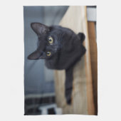最も可愛い赤ん坊の動物 |黒猫のポートレート キッチンタオル (縦)