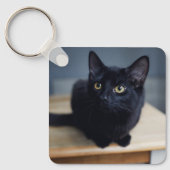 最も可愛い赤ん坊の動物 |黒猫のポートレート キーホルダー (正面)