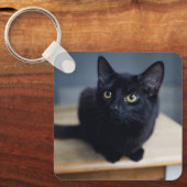 最も可愛い赤ん坊の動物 |黒猫のポートレート キーホルダー (正面)