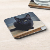 最も可愛い赤ん坊の動物 |黒猫のポートレート コースター (左側)