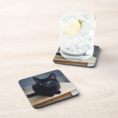 最も可愛い赤ん坊の動物 |黒猫のポートレート コースター (右側)