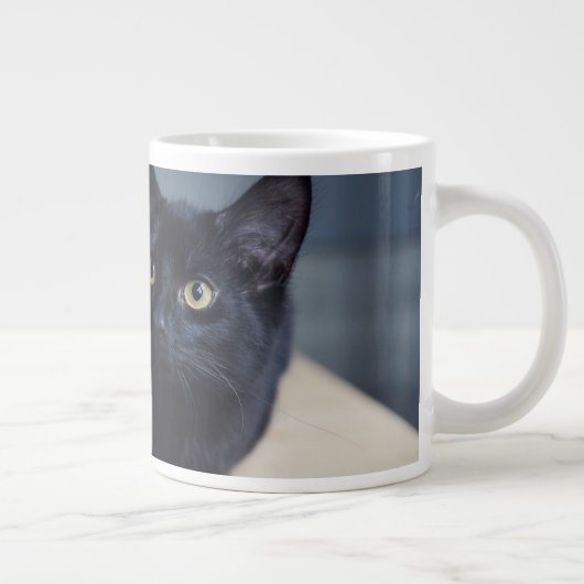 最も可愛い赤ん坊の動物 |黒猫のポートレート ジャンボコーヒーマグカップ (右)