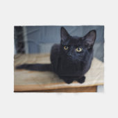 最も可愛い赤ん坊の動物 |黒猫のポートレート フリースブランケット (正面(横))