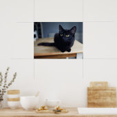 最も可愛い赤ん坊の動物 |黒猫のポートレート ポスター (キッチン)