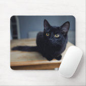 最も可愛い赤ん坊の動物 |黒猫のポートレート マウスパッド (マウス)