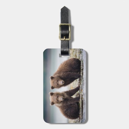最も可愛い赤ん坊の動物 | 2つのクマの子ネコ ラゲッジタグ (正面縦)