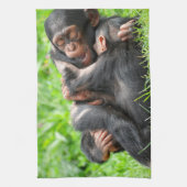 最も可愛い赤ん坊の動物 | 2つのチンパンジー キッチンタオル (縦)