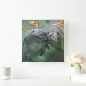 最も可愛い赤ん坊の動物 | 2つのマナティー スクエア壁時計 (ホーム)