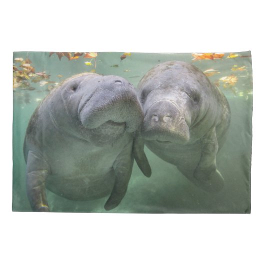 最も可愛い赤ん坊の動物 | 2つのマナティー 枕カバー (裏面)