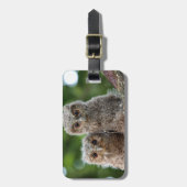 最も可愛い赤ん坊の動物 | 2つの若いフクロウ ラゲッジタグ (正面縦)