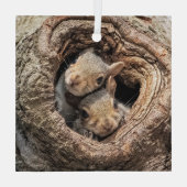 最も可愛い赤ん坊の動物 | 2人のリス ガラスオーナメント (裏面)