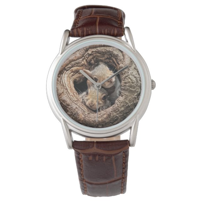 最も可愛い赤ん坊の動物 | 2人のリス 腕時計 (正面)