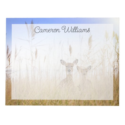 最も可愛い赤ん坊の動物 | 2羽の白い尾を持つ鹿 ノートパッド (正面)