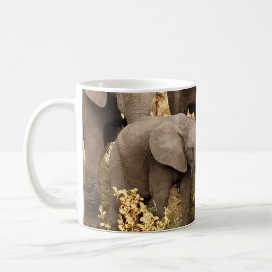 最も可愛い赤ん坊の動物 | 2頭の象 コーヒーマグカップ (左)
