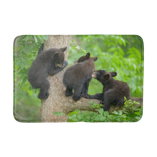 最も可愛い赤ん坊の動物 | 3つの黒いクマの子牛 バスマット (正面)