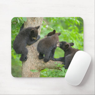 最も可愛い赤ん坊の動物   3つの黒いクマの子牛 マウスパッド