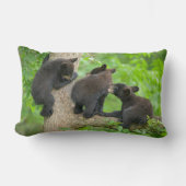 最も可愛い赤ん坊の動物 | 3つの黒いクマの子牛 ランバークッション (正面)