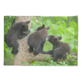 最も可愛い赤ん坊の動物 | 3つの黒いクマの子牛 枕カバー (裏面)