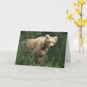 最も可愛い赤ん坊の動物 Bear Mama Bear & Her Cubs | Bear カード (黄色い花)