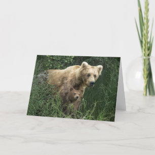 最も可愛い赤ん坊の動物 Bear Mama Bear & Her Cubs Bear カード