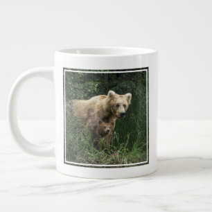 最も可愛い赤ん坊の動物 Bear Mama Bear & Her Cubs   Bear ジャンボコーヒーマグカップ