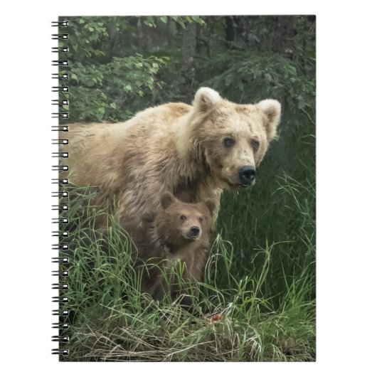 最も可愛い赤ん坊の動物 Bear Mama Bear & Her Cubs | Bear ノートブック (正面)