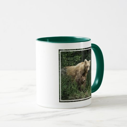 最も可愛い赤ん坊の動物 Bear Mama Bear & Her Cubs | Bear マグカップ (正面右)