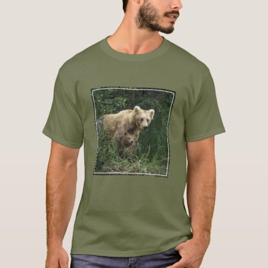 最も可愛い赤ん坊の動物 Bear Mama Bear & Her Cubs | Bear Tシャツ (正面)