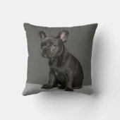 最も可愛い赤ん坊の動物 | Blue フランスの Bulldog Puppy クッション (裏面)