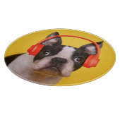 最も可愛い赤ん坊の動物 | Boston Terrier Headphones カッティングボード (角)
