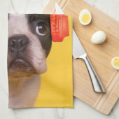 最も可愛い赤ん坊の動物 | Boston Terrier Headphones キッチンタオル (四つ折り)