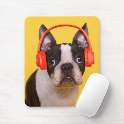 最も可愛い赤ん坊の動物 | Boston Terrier Headphones マウスパッド (マウス)